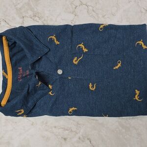 Boys XL Blue polo shirt with lizards